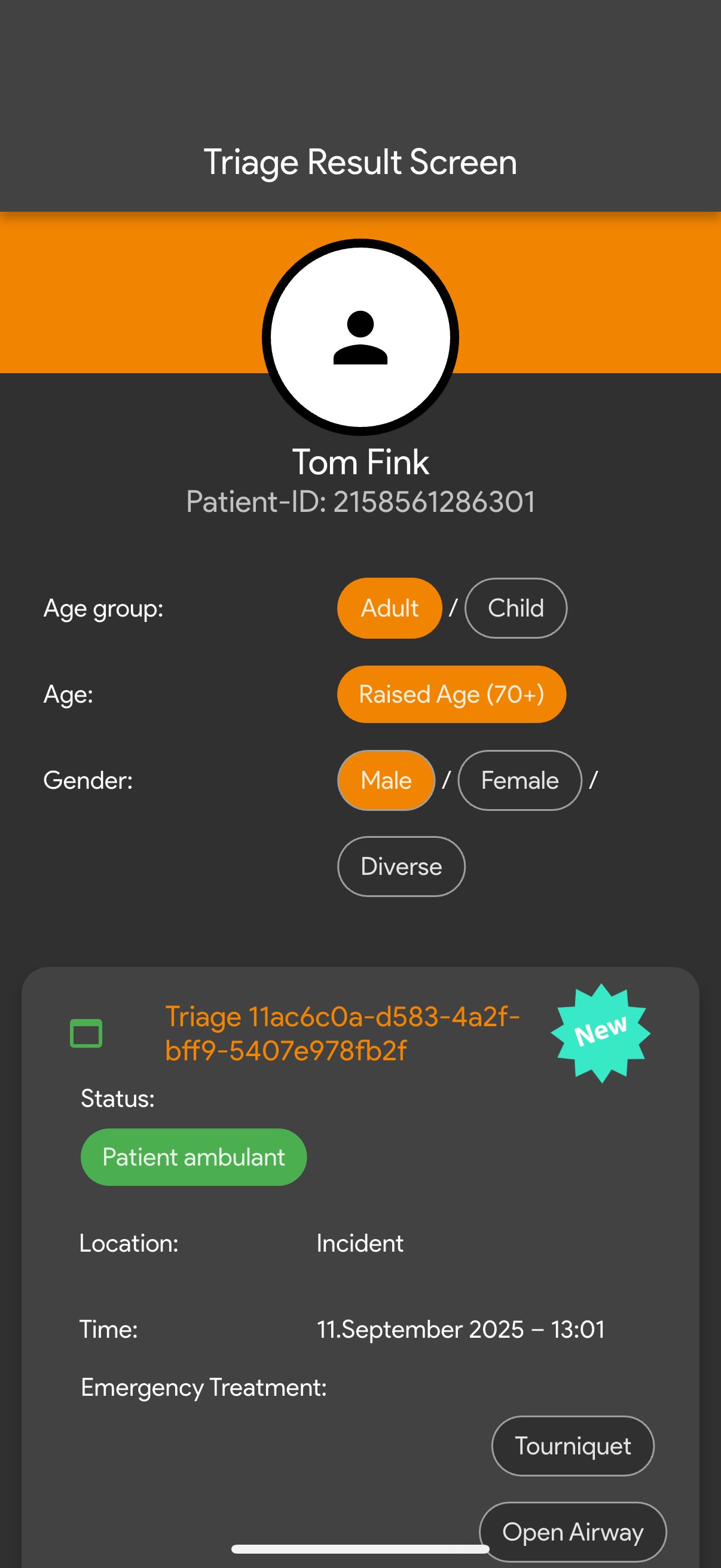 Triage Result Screen